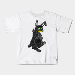 Bobtail BunnyCat: Black Tabby (Black) Kids T-Shirt